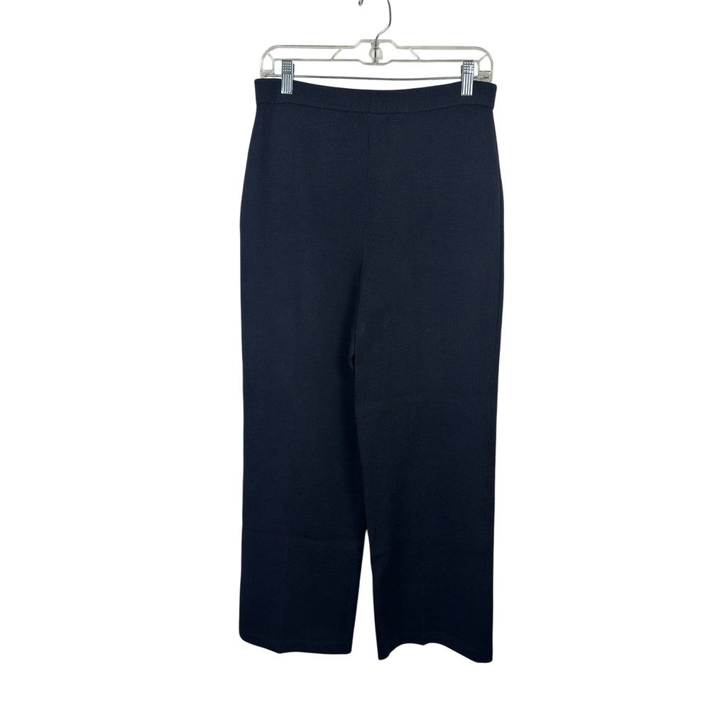 St. John Basics Knit Pants Women 6 Navy Blue Excellent Santana Knit Straight Leg